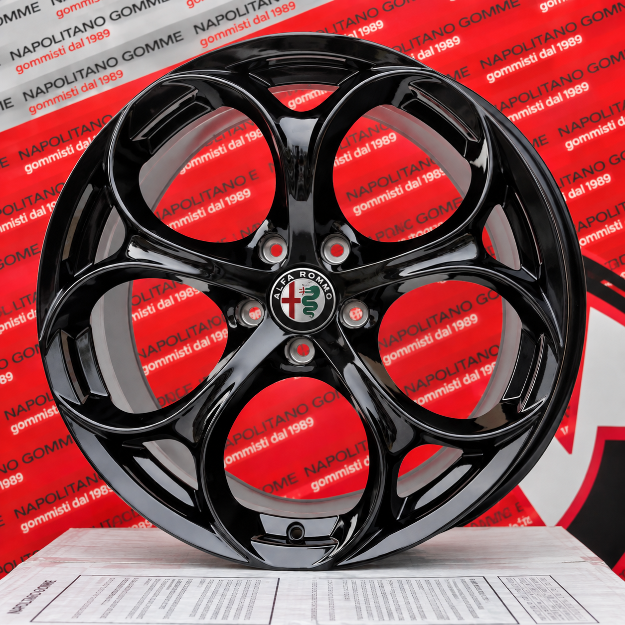 Cerchi in lega compatibili per alfa romeo stelvio e tonale da 20 pollici nero lucido