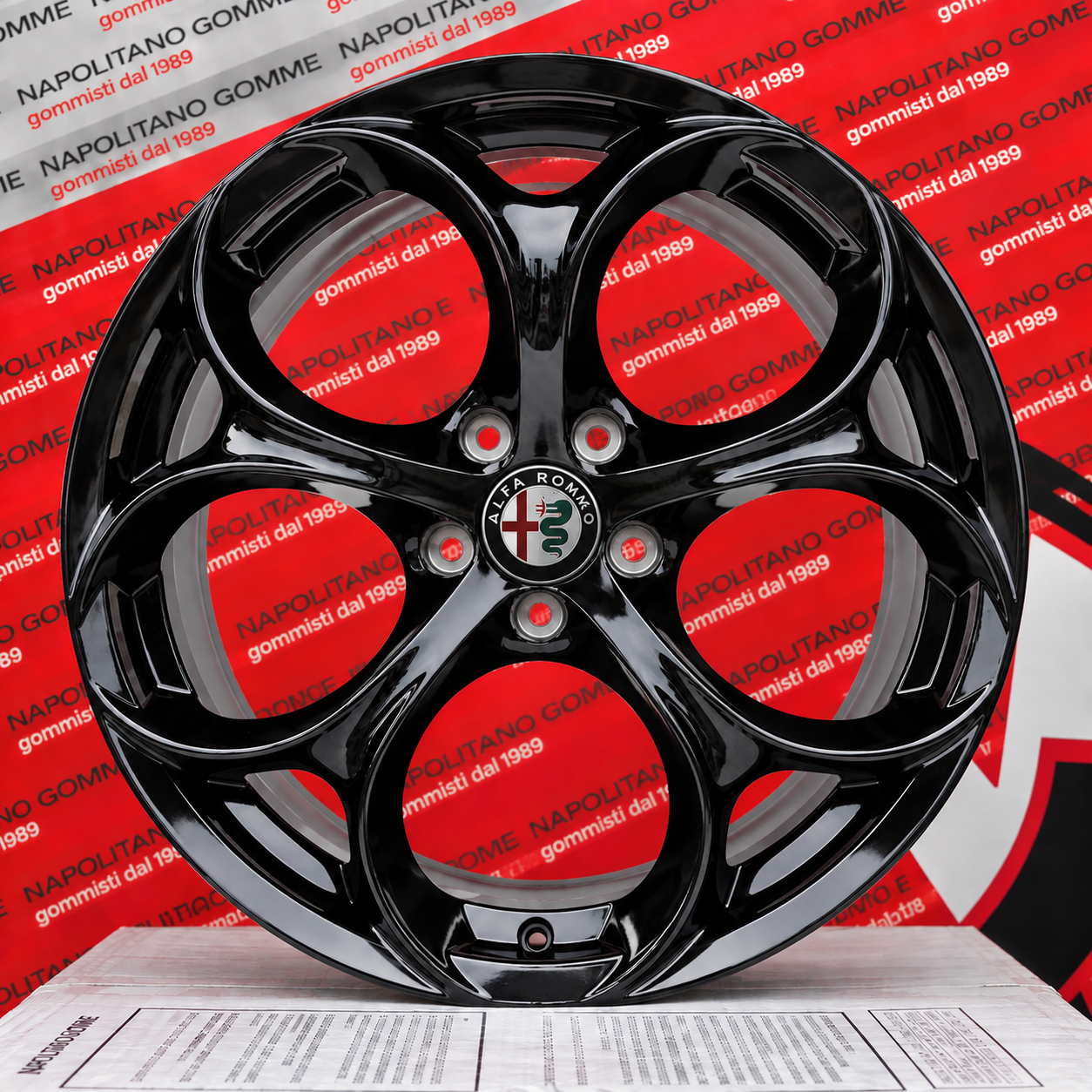 Cerchi in lega da 17 pollici compatibili alfa romeo giulietta stelvio tonale e 159 nero lucido